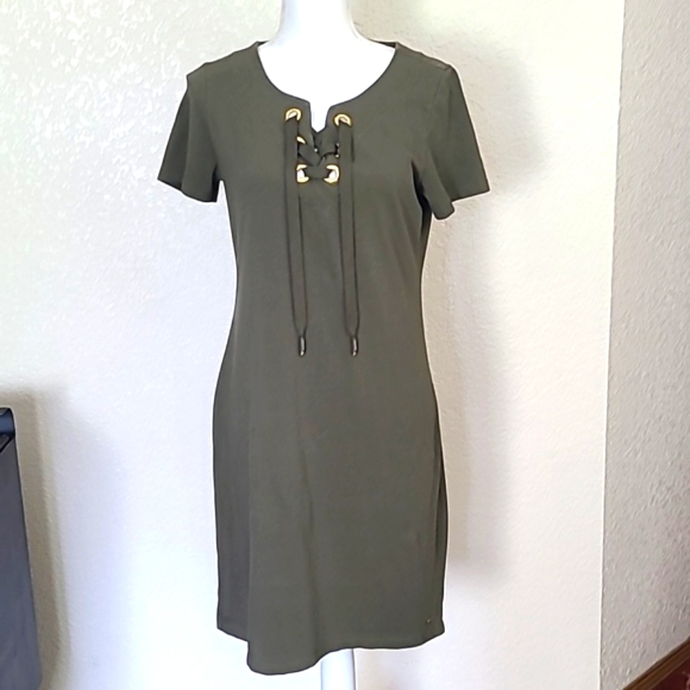 Calvin Klein olive green cotton dress. Size M